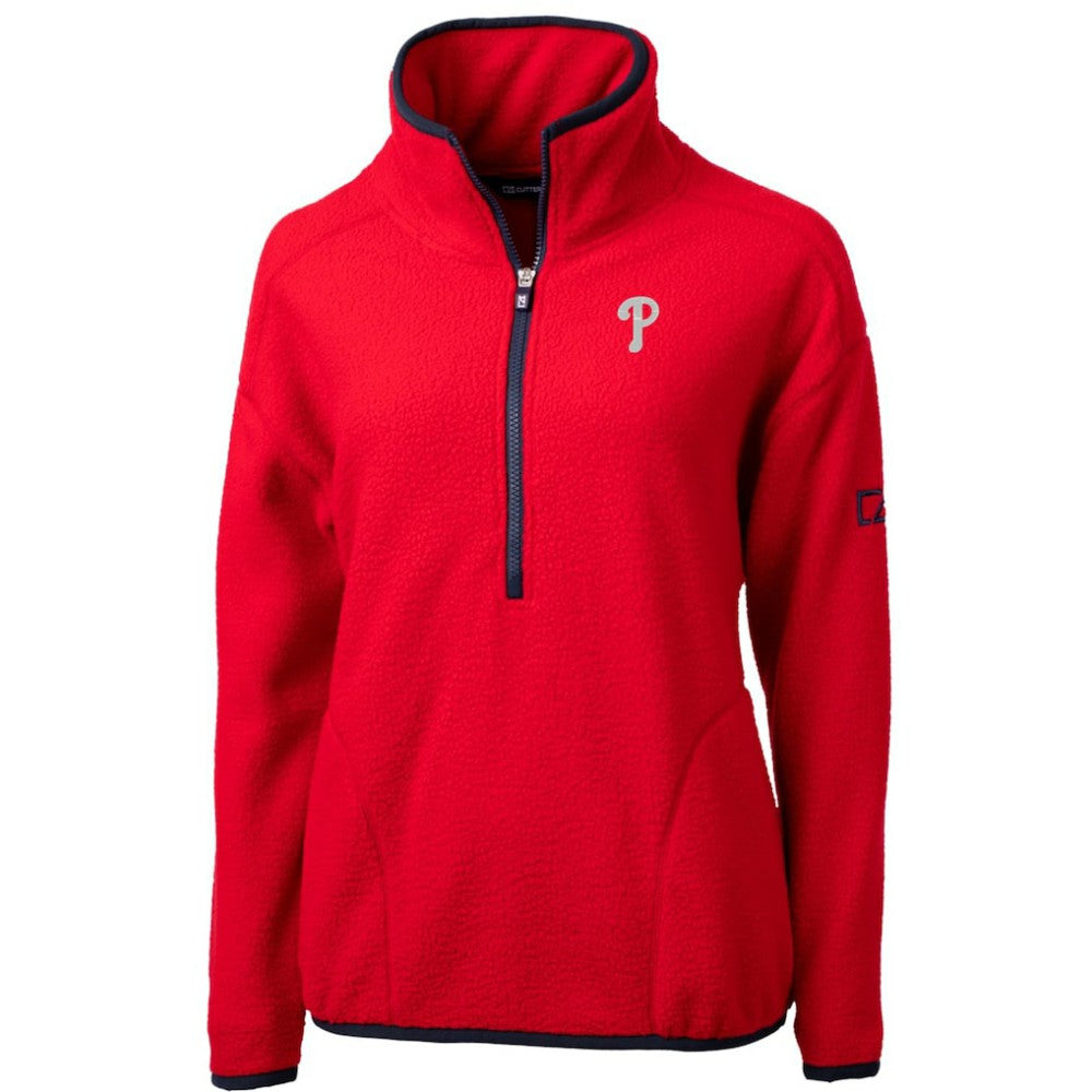 Philadelphia Phillies Cutter & Buck Women's Cascade Eco Sherpa Fleece Quarter-Zip Pullover Jacket - MLB