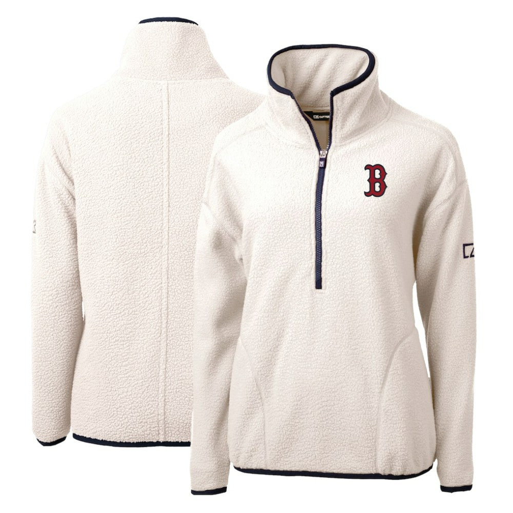 Boston Red Sox Cutter & Buck Women's Cascade Eco Sherpa Fleece Quarter-Zip Pullover Jacket - MLB