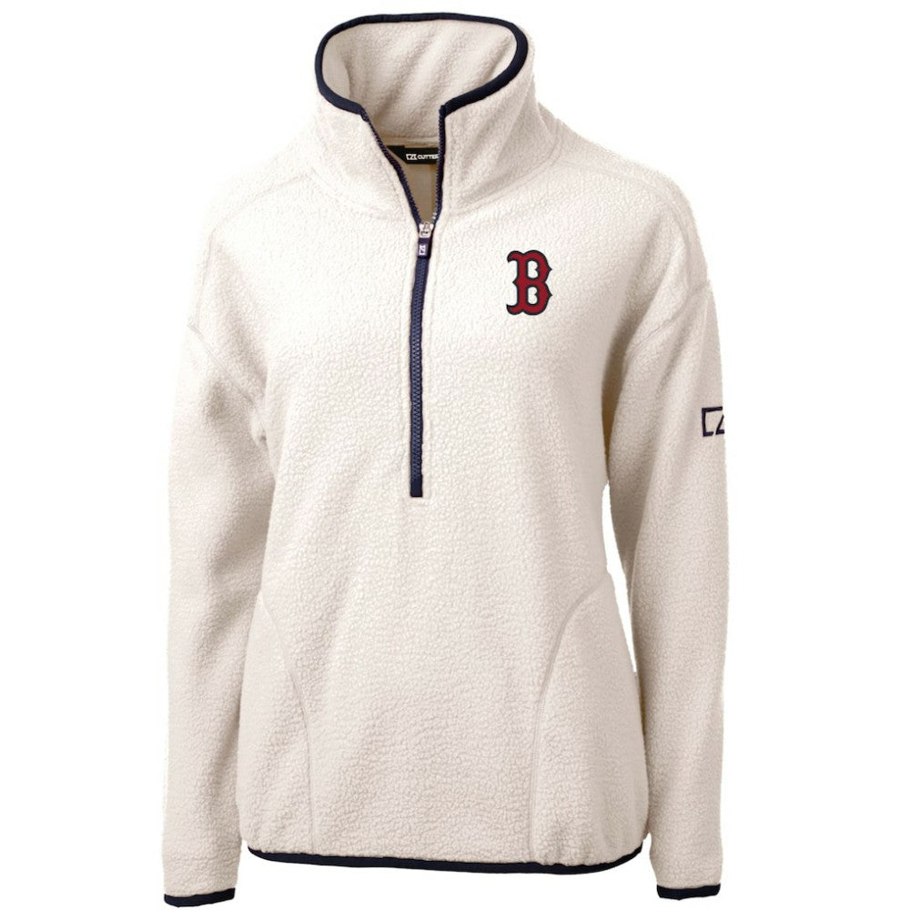 Boston Red Sox Cutter & Buck Women's Cascade Eco Sherpa Fleece Quarter-Zip Pullover Jacket - MLB