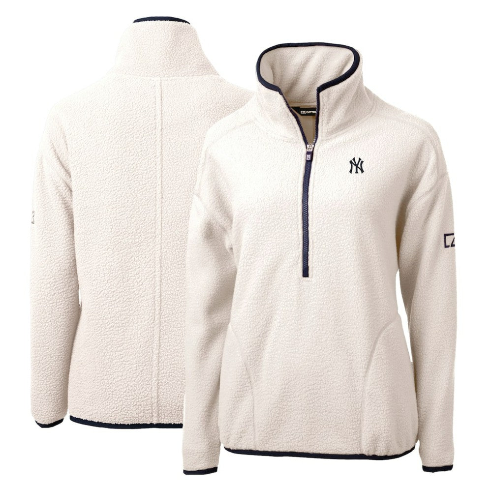 New York Yankees Cutter & Buck Women's Cascade Eco Sherpa Fleece Quarter-Zip Pullover Jacket - MLB