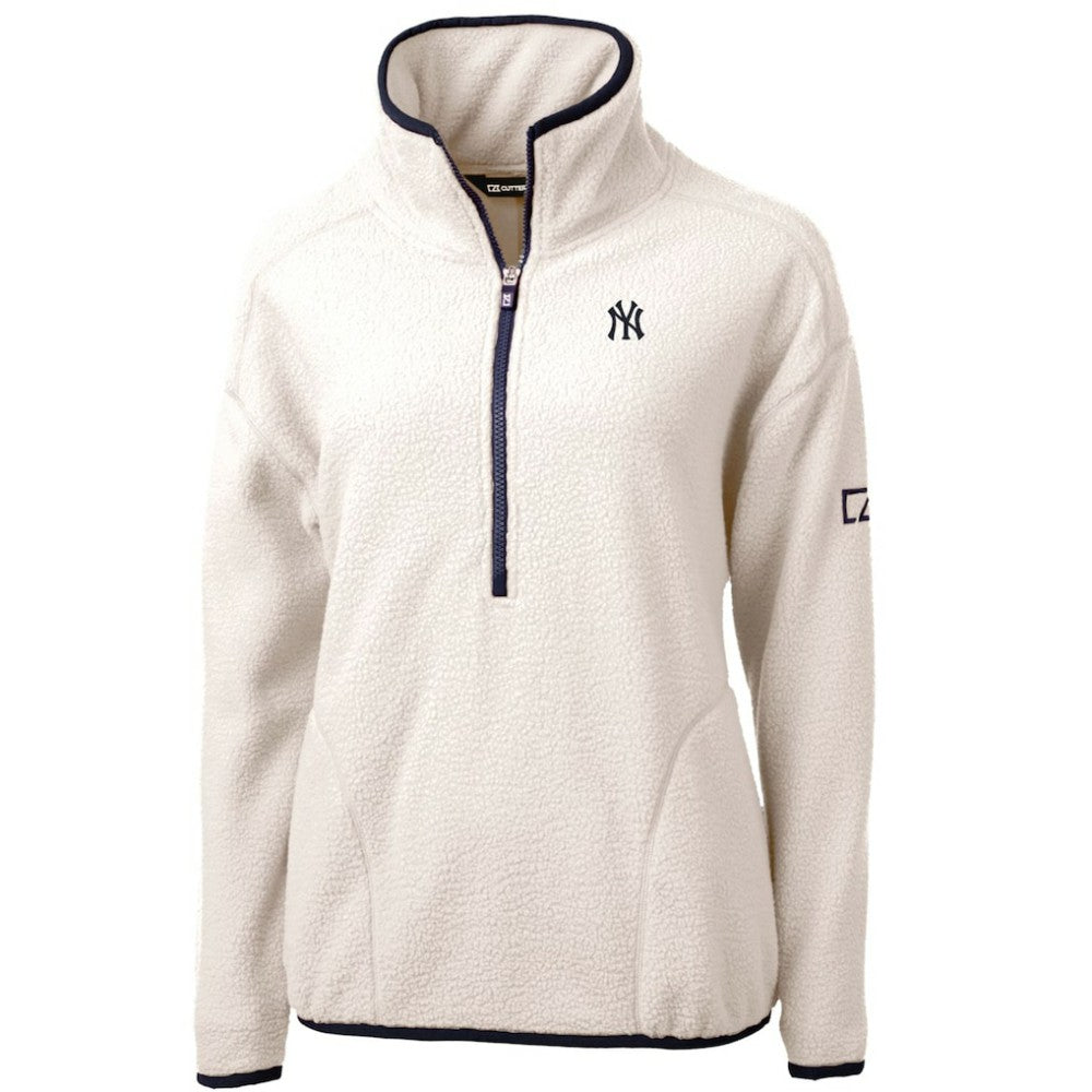 New York Yankees Cutter & Buck Women's Cascade Eco Sherpa Fleece Quarter-Zip Pullover Jacket - MLB