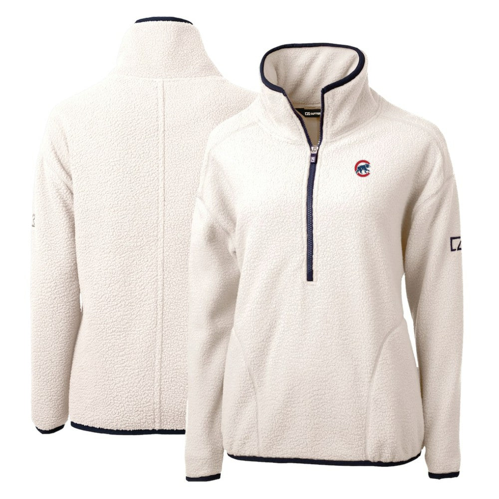 Chicago Cubs Cutter & Buck Women's Cascade Eco Sherpa Fleece Quarter-Zip Pullover Jacket - MLB