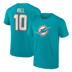 Tyreek Hill Miami Dolphins Player Icon Name & Number T-Shirt Aqua | Fanatics