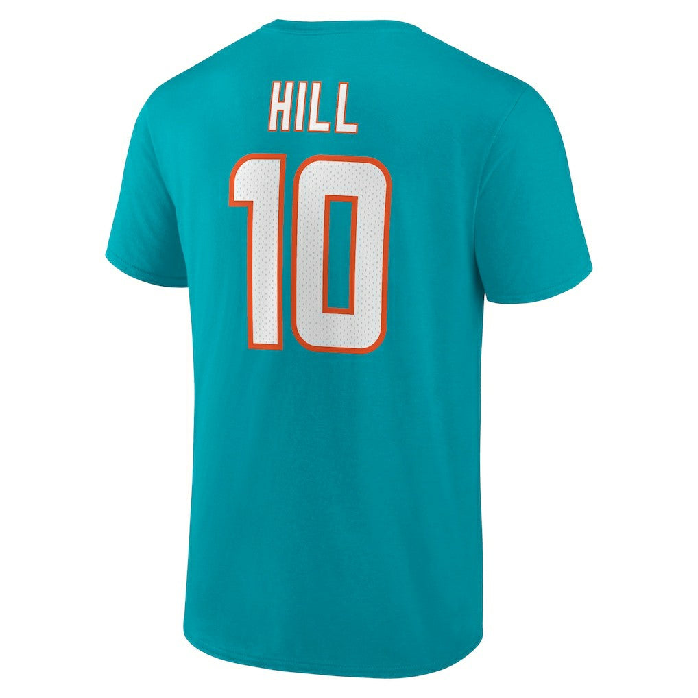 Tyreek Hill Miami Dolphins Player Icon Name & Number T-Shirt Aqua | Fanatics