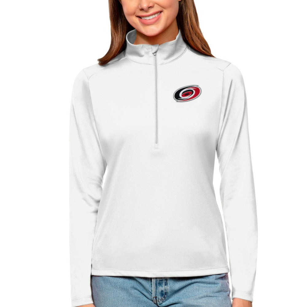 Carolina Hurricanes Antigua Women's Tribute Quarter-Zip Pullover Top - White - NHL