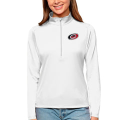 Carolina Hurricanes Antigua Women's Tribute Quarter-Zip Pullover Top - White - NHL