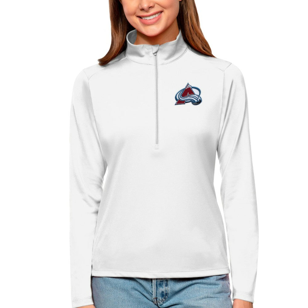 Colorado Avalanche Antigua Women's Tribute Quarter-Zip Pullover Top - White - NHL