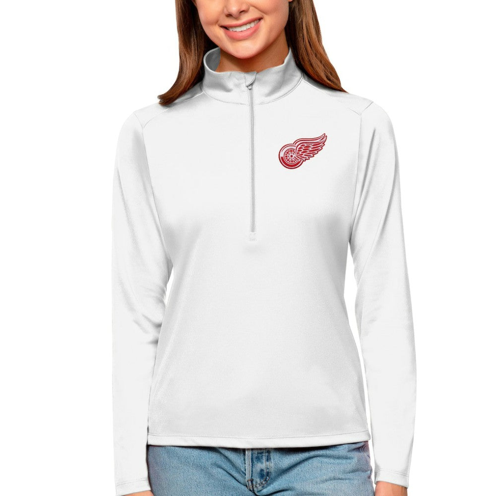 Detroit Red Wings Antigua Women's Tribute Quarter-Zip Pullover Top - White - NHL