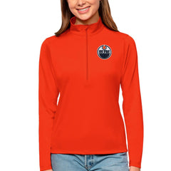 Edmonton Oilers Antigua Women's Tribute Quarter-Zip Pullover Top - Orange - NHL