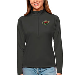 Minnesota Wild Antigua Women's Tribute Quarter-Zip Pullover Top - Charcoal - NHL