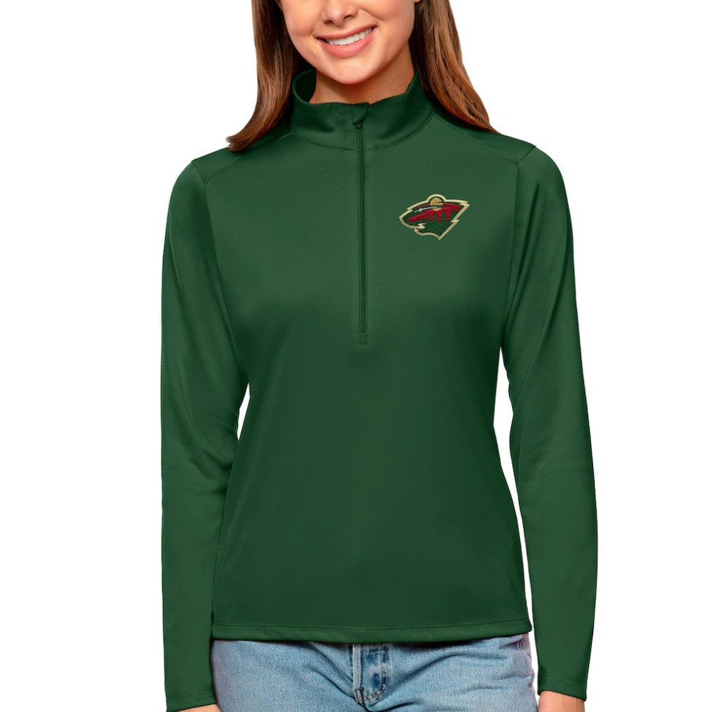 Minnesota Wild Antigua Women's Tribute Quarter-Zip Pullover Top - Forest Green - NHL