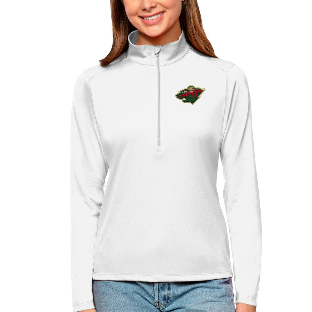Minnesota Wild Antigua Women's Tribute Quarter-Zip Pullover Top - White - NHL