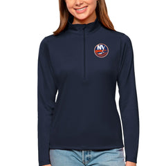 New York Islanders Antigua Women's Tribute Quarter-Zip Pullover Top - Navy - NHL