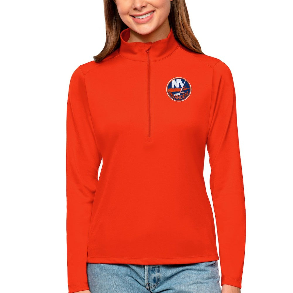 New York Islanders Antigua Women's Tribute Quarter-Zip Pullover Top - Orange - NHL