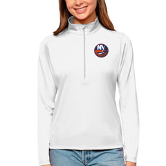 New York Islanders Antigua Women's Tribute Quarter-Zip Pullover Top - White - NHL