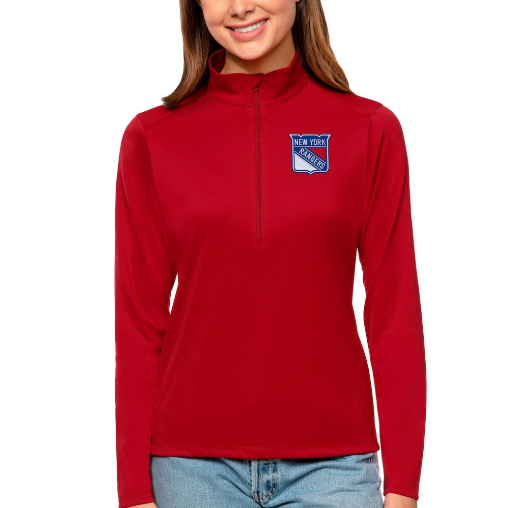 New York Rangers Antigua Women's Tribute Quarter-Zip Pullover Top - Red - NHL
