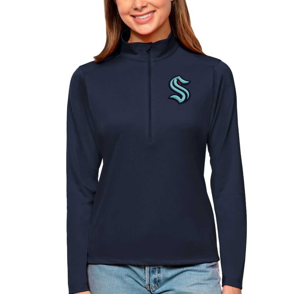 Seattle Kraken Antigua Women's Tribute Quarter-Zip Pullover Top - Navy - NHL