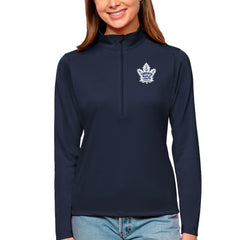 Toronto Maple Leafs Antigua Women's Tribute Quarter-Zip Pullover Top - Navy - NHL