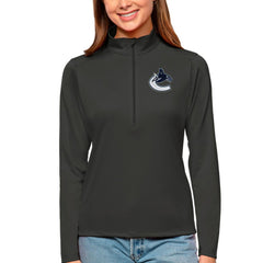 Vancouver Canucks Antigua Women's Tribute Quarter-Zip Pullover Top - Charcoal - NHL