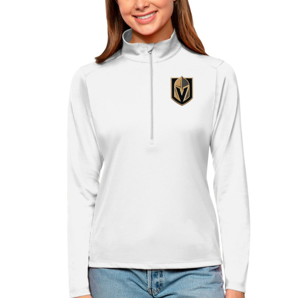 Vegas Golden Knights Antigua Women's Tribute Quarter-Zip Pullover Top - White - NHL