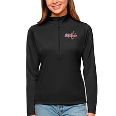 Washington Capitals Antigua Women's Tribute Quarter-Zip Pullover Top - Black - NHL