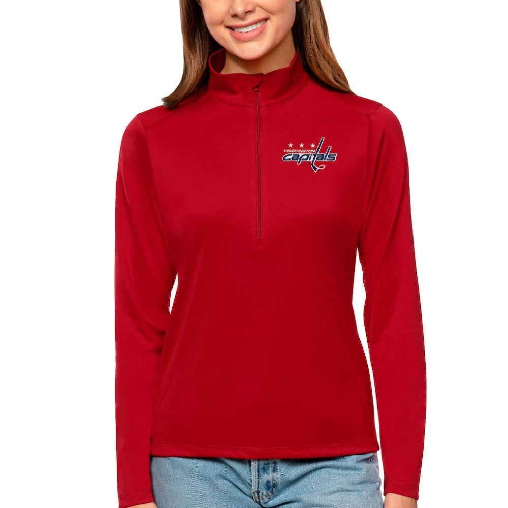 Washington Capitals Antigua Women's Tribute Quarter-Zip Pullover Top - Red - NHL