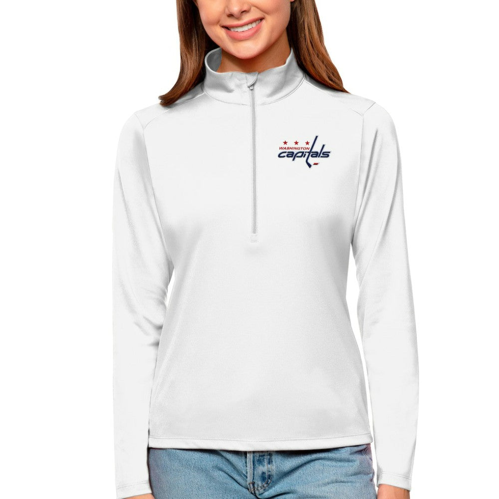 Washington Capitals Antigua Women's Tribute Quarter-Zip Pullover Top - White - NHL