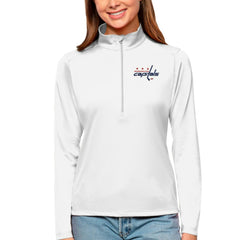 Washington Capitals Antigua Women's Tribute Quarter-Zip Pullover Top - White - NHL
