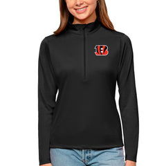 Cincinnati Bengals Antigua Women's Tribute Half-Zip Top Black | NFL