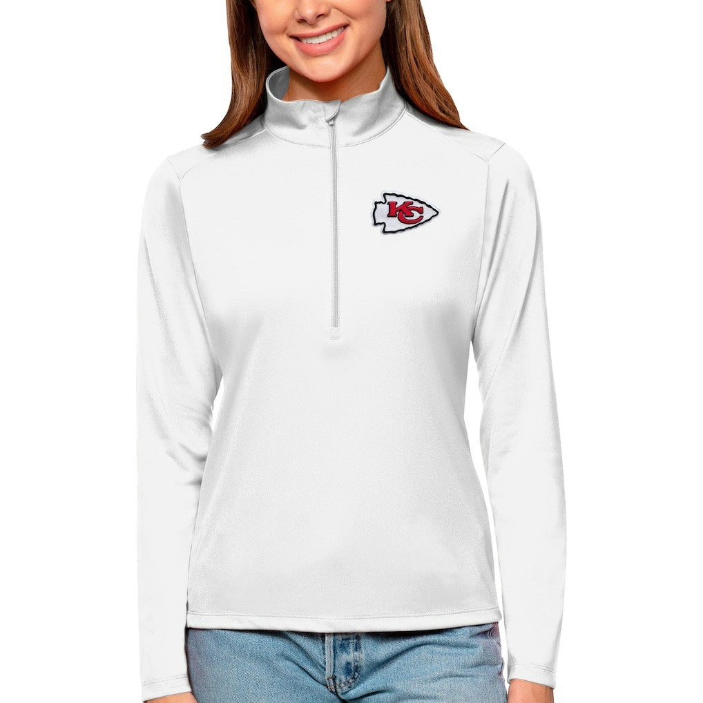 Kansas City Chiefs Antigua Women's Tribute Half-Zip Top White | NFL