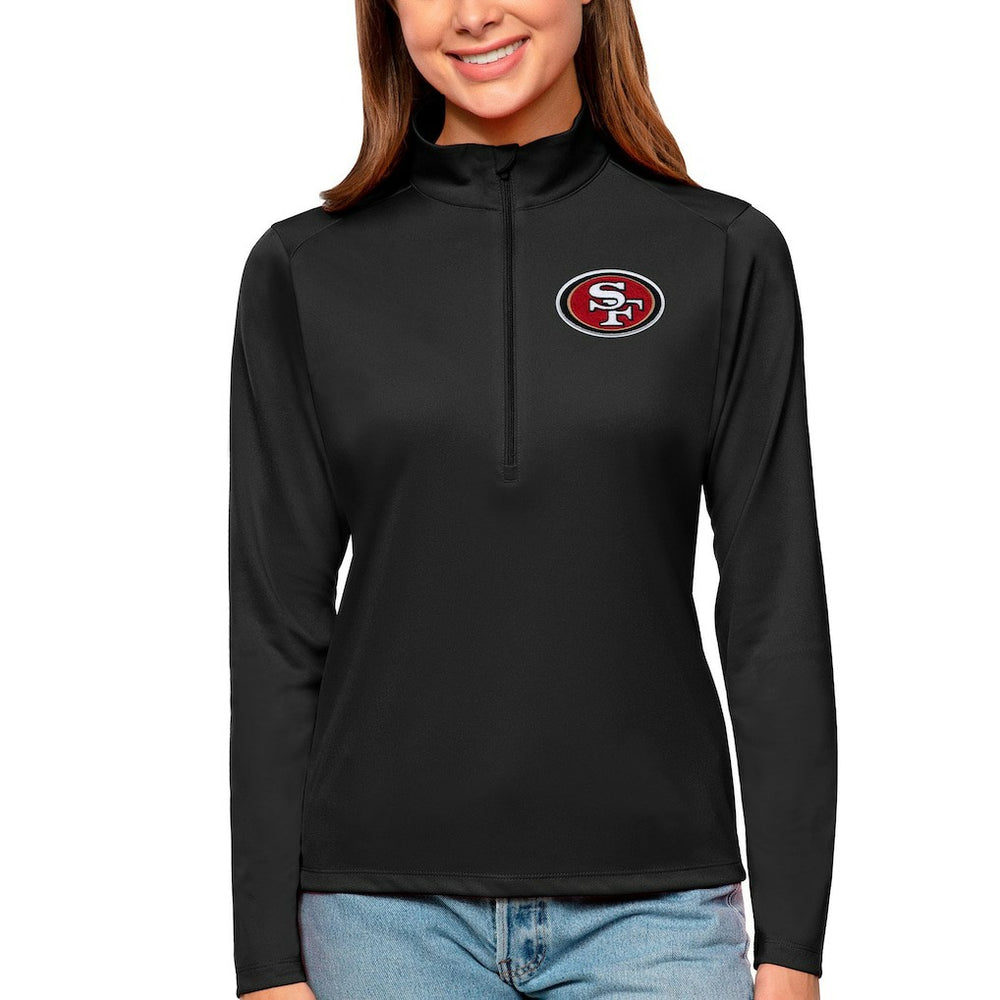 San Francisco 49ers Antigua Women's Tribute Half-Zip Top Black | NFL
