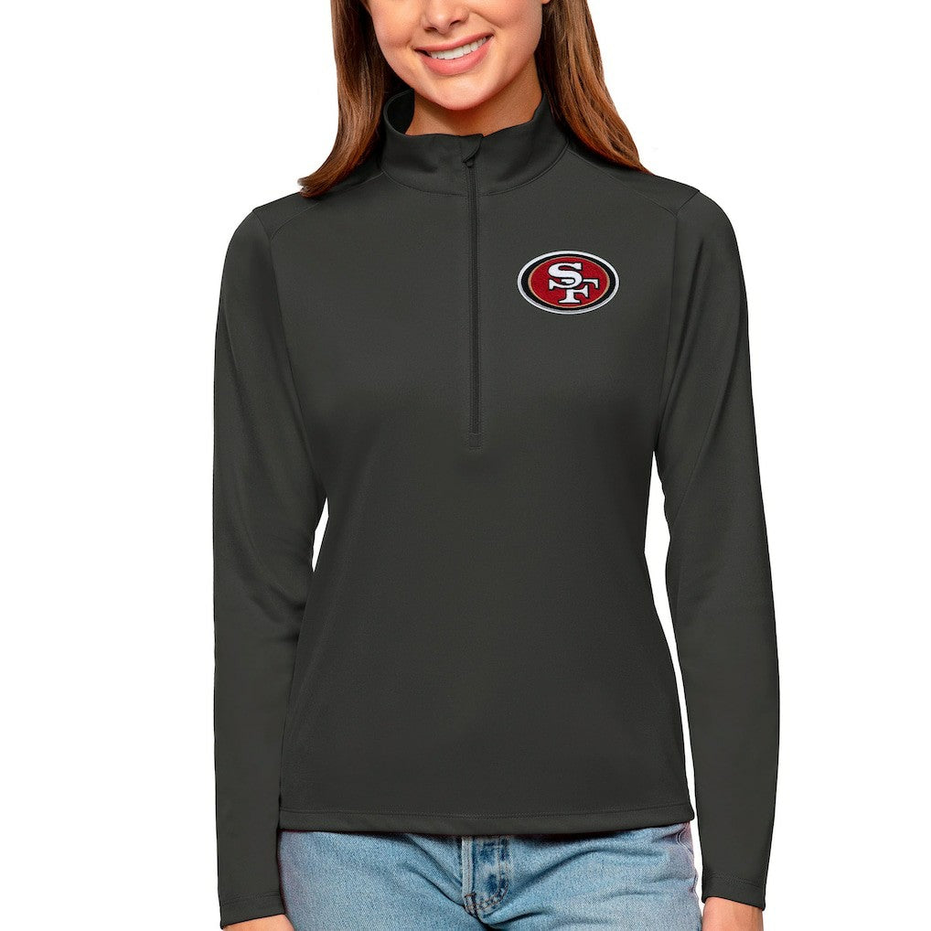 San Francisco 49ers Antigua Women's Tribute Half-Zip Top Charcoal | NFL