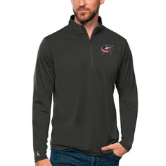 Columbus Blue Jackets Antigua Tribute Quarter-Zip Pullover Top - Charcoal - NHL