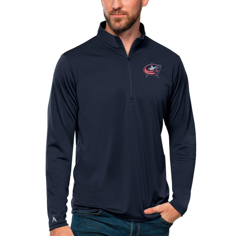 Columbus Blue Jackets Antigua Tribute Quarter-Zip Pullover Top - Navy - NHL
