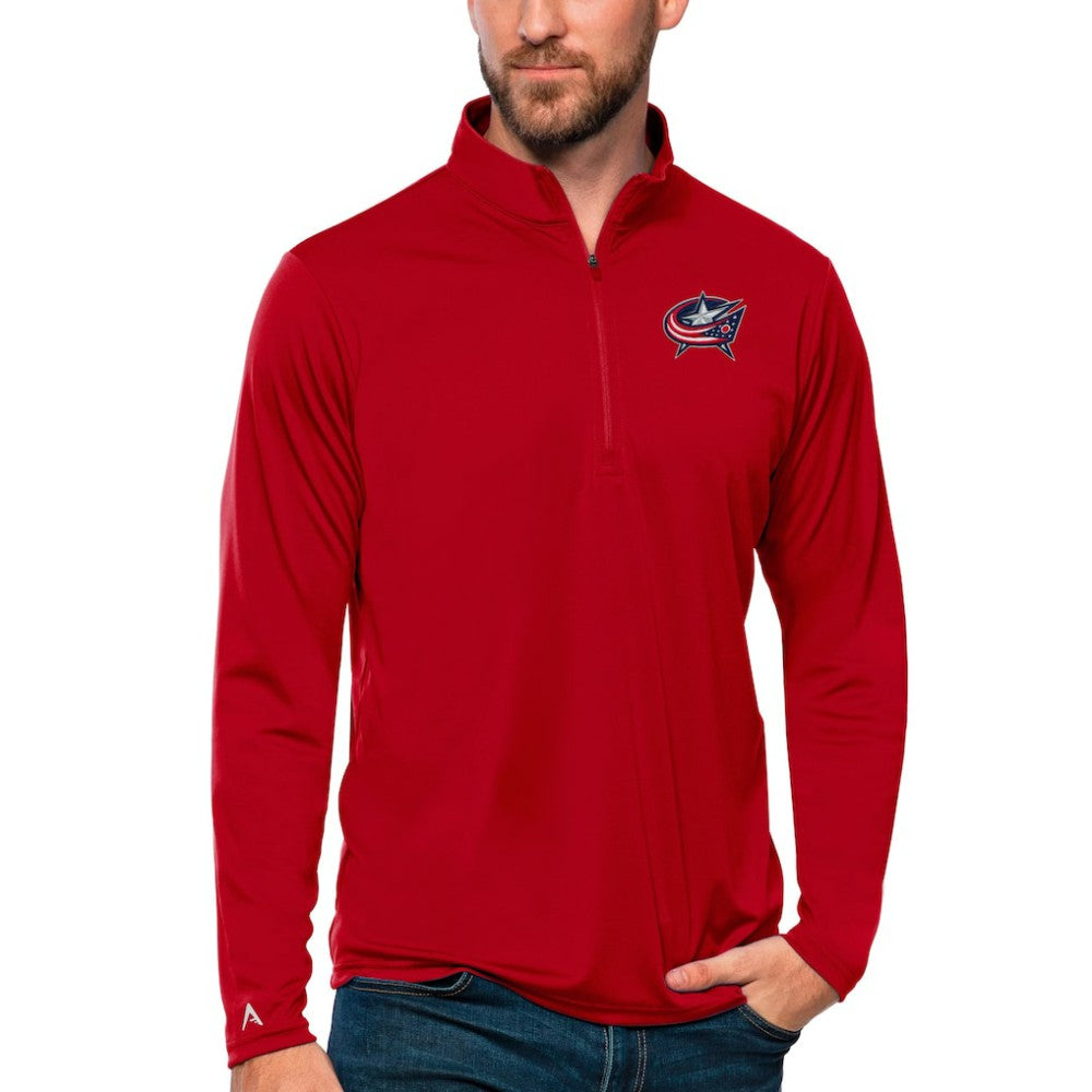Columbus Blue Jackets Antigua Tribute Quarter-Zip Pullover Top - Red - NHL