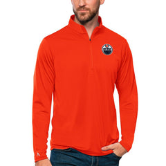 Edmonton Oilers Antigua Tribute Quarter-Zip Pullover Top - Orange - NHL