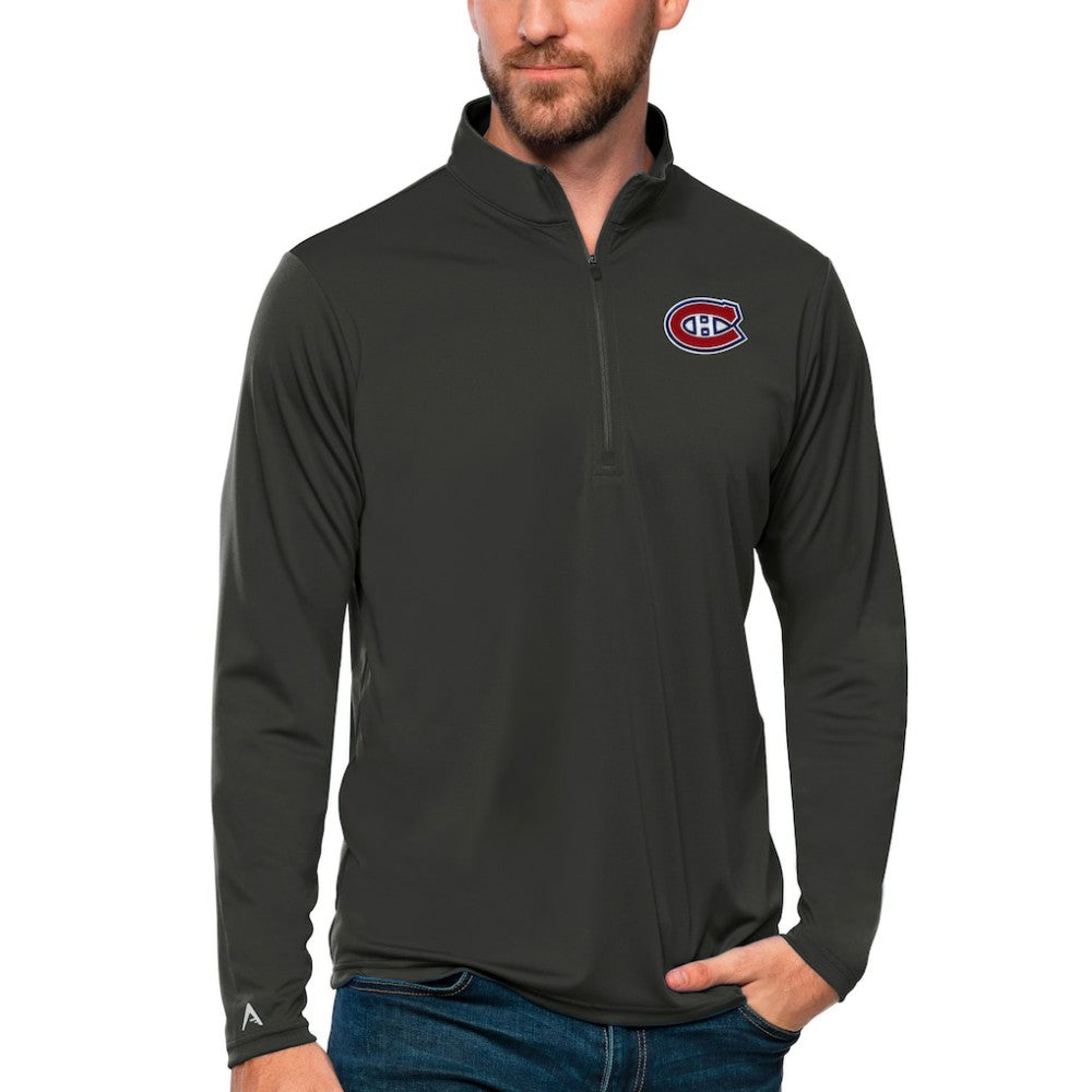 Montreal Canadiens Antigua Tribute Quarter-Zip Pullover Top - Charcoal - NHL