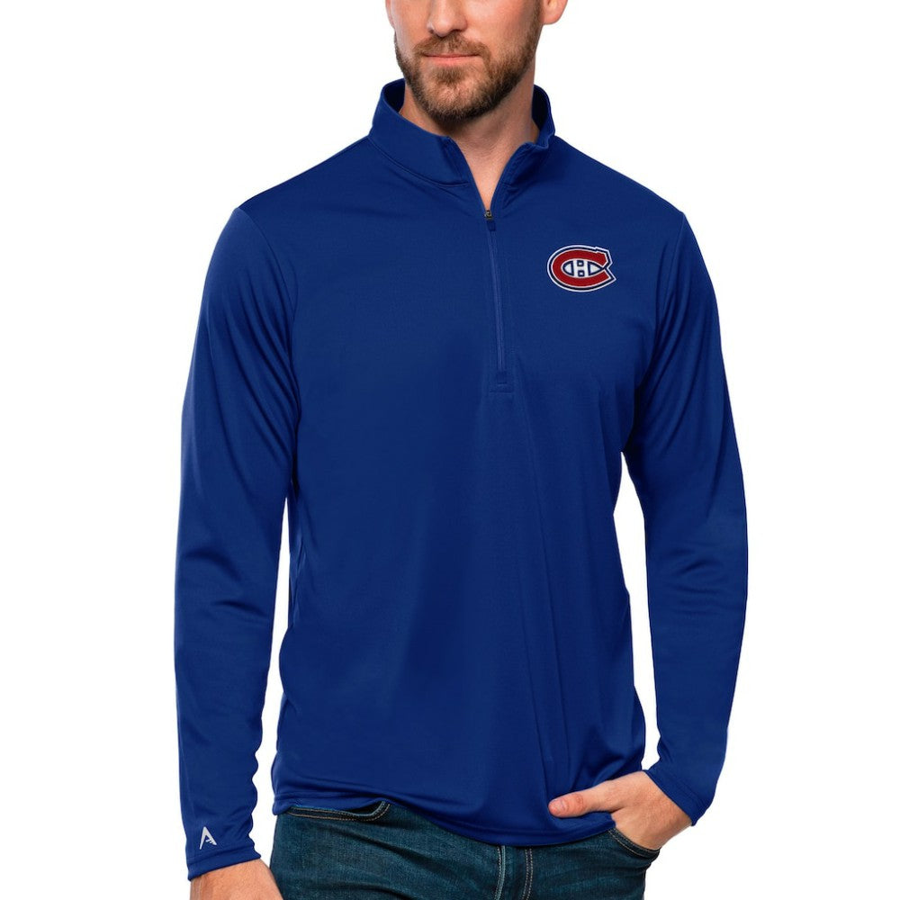 Montreal Canadiens Antigua Tribute Quarter-Zip Pullover Top - Blue - NHL