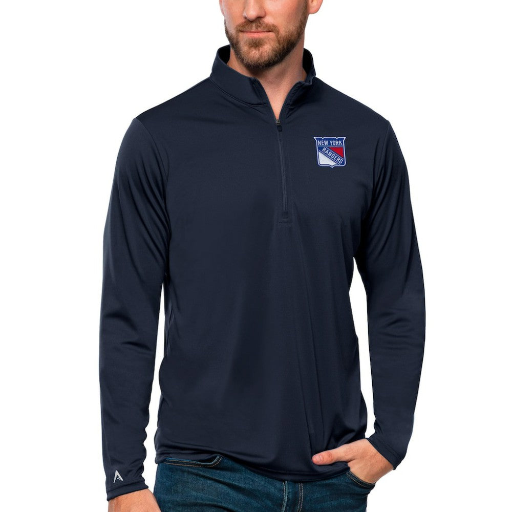 New York Rangers Antigua Tribute Quarter-Zip Pullover Top - Navy - NHL
