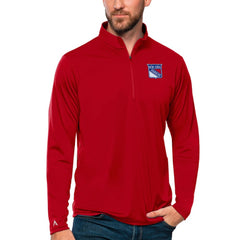 New York Rangers Antigua Tribute Quarter-Zip Pullover Top - Red - NHL