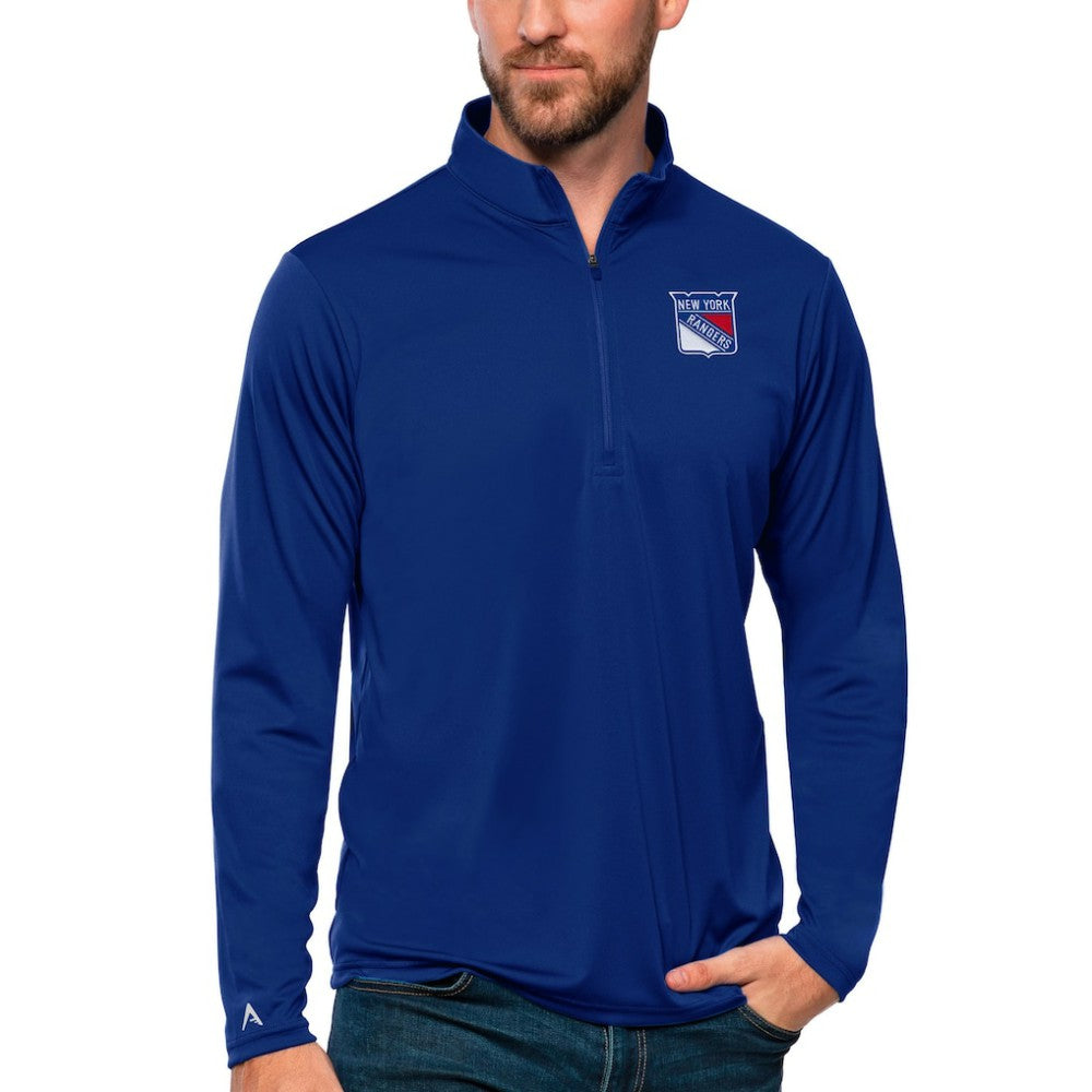 New York Rangers Antigua Tribute Quarter-Zip Pullover Top - Blue - NHL
