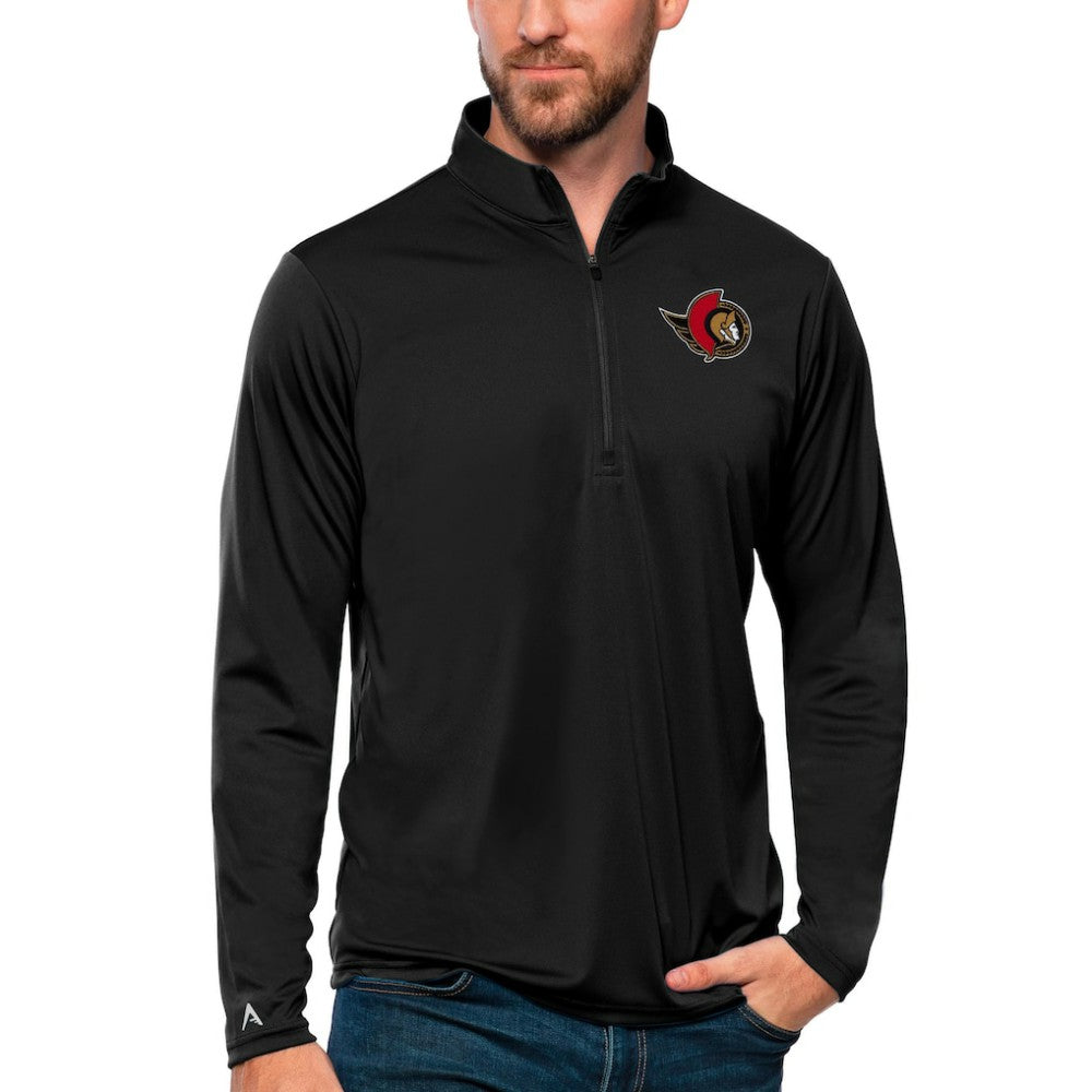 Ottawa Senators Antigua Tribute Quarter-Zip Pullover Top - Black - NHL