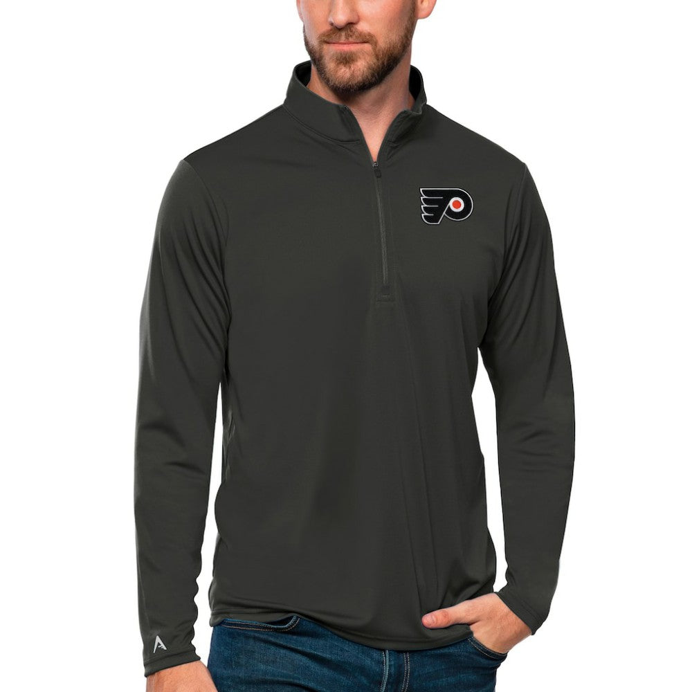 Philadelphia Flyers Antigua Tribute Quarter-Zip Pullover Top - Charcoal - NHL