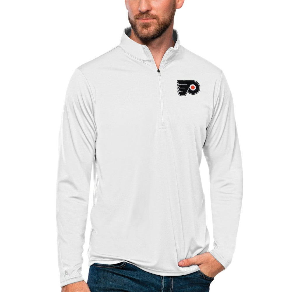 Philadelphia Flyers Antigua Tribute Quarter-Zip Pullover Top - White - NHL