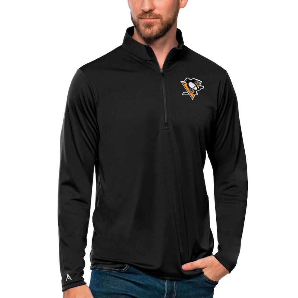 Pittsburgh Penguins Antigua Tribute Quarter-Zip Pullover Top - Black - NHL