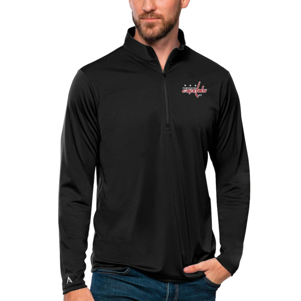 Washington Capitals Antigua Tribute Quarter-Zip Pullover Top - Black - NHL