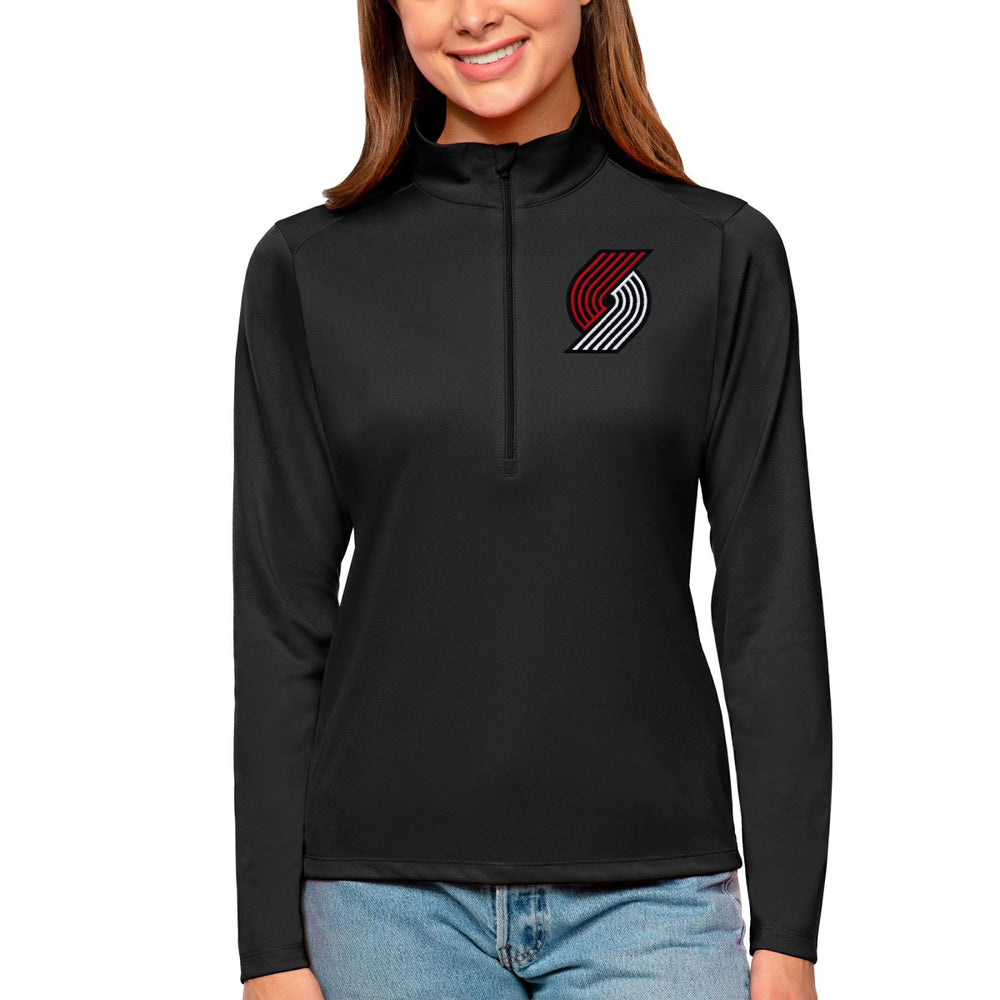 Portland Trail Blazers Antigua Women's Tribute Half-Zip Top Black - NBA
