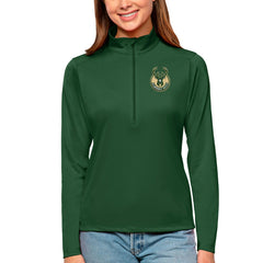 Milwaukee Bucks Antigua Women's Tribute Half-Zip Top Hunter Green - NBA
