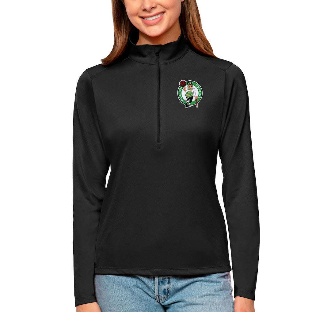 Boston Celtics Antigua Women's Tribute Half-Zip Top Black - NBA