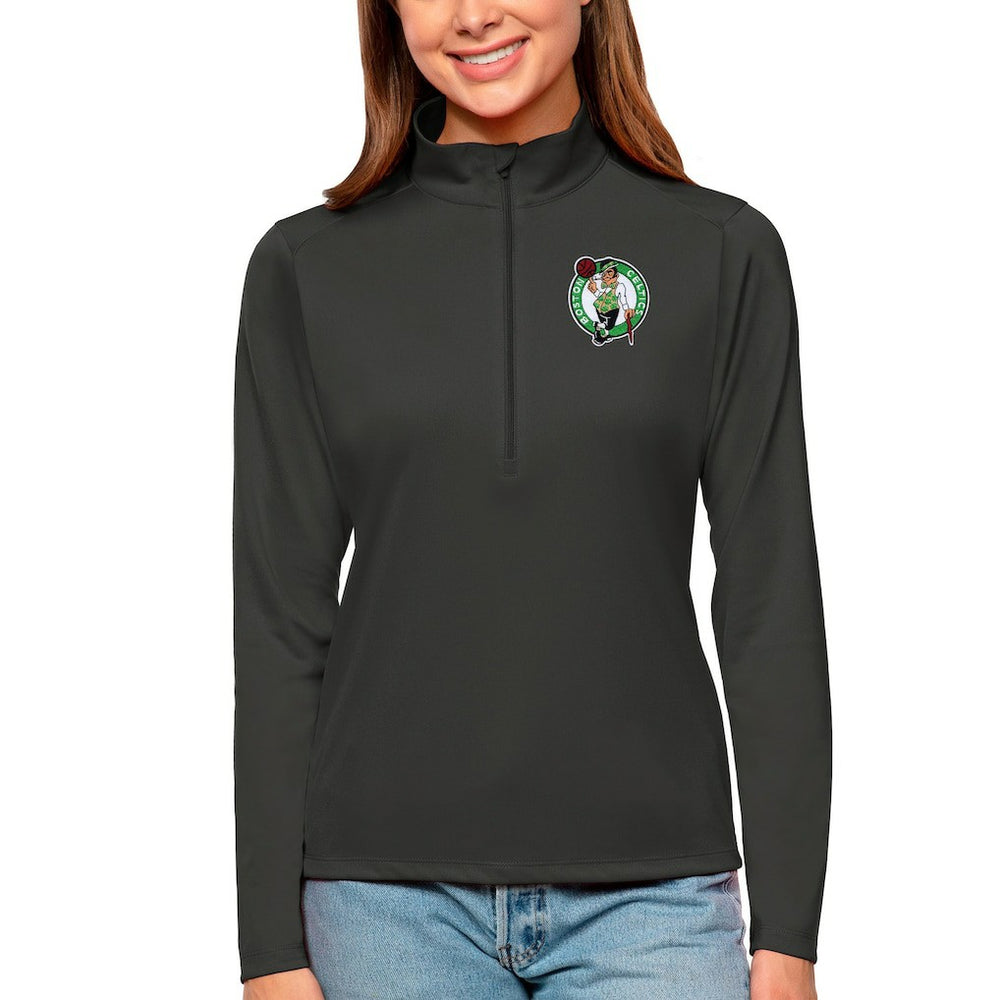 Boston Celtics Antigua Women's Tribute Half-Zip Top Charcoal - NBA